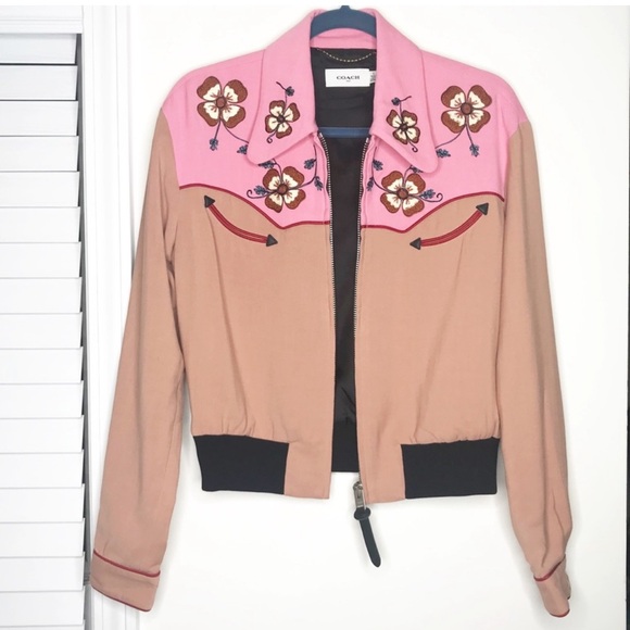 Coach pink western bomber jacket size 6 - Picture 2 of 6